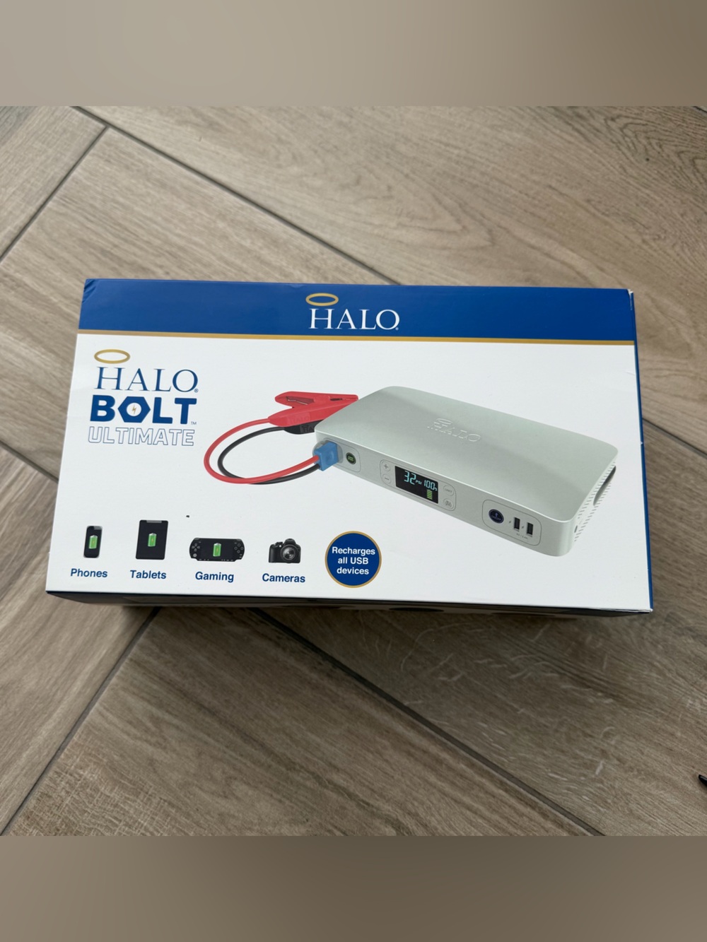 NIB HALO Bolt Ultimate Portable Jump Starter air compressor Power storm gray